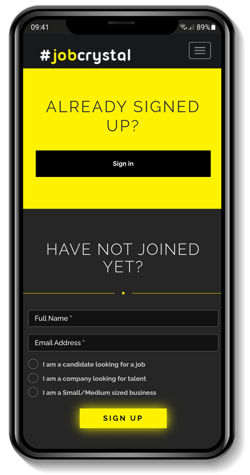 Job Crystal - Sign Up - Sign In